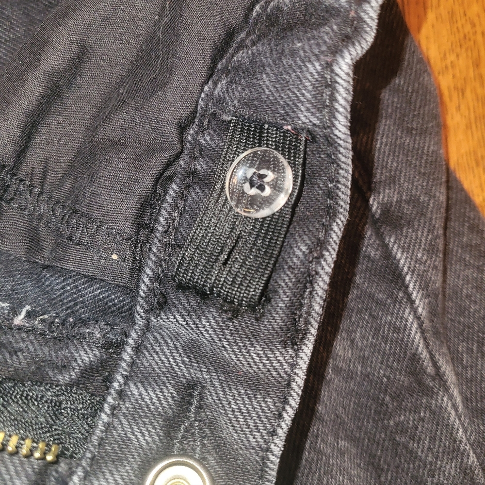 Girl Size 8 Old Navy Wide Leg Black Denim Two Tone Jeans - Picture 3 of 4